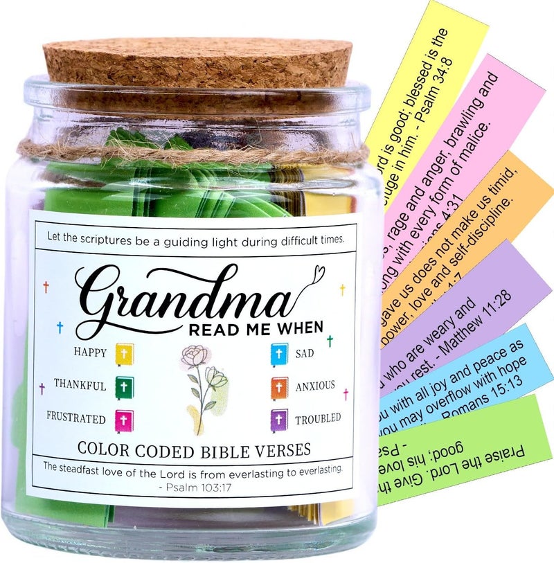 SOLMAYCO Bible Verse Jar for Grandma – 92 Scriptures of Love, Faith & Wisdom | Christian Easter Gift for Grandmother from Family | Spiritual Encouragement Jar | Birthday or Easter Gift for Elderly Women - Image 1